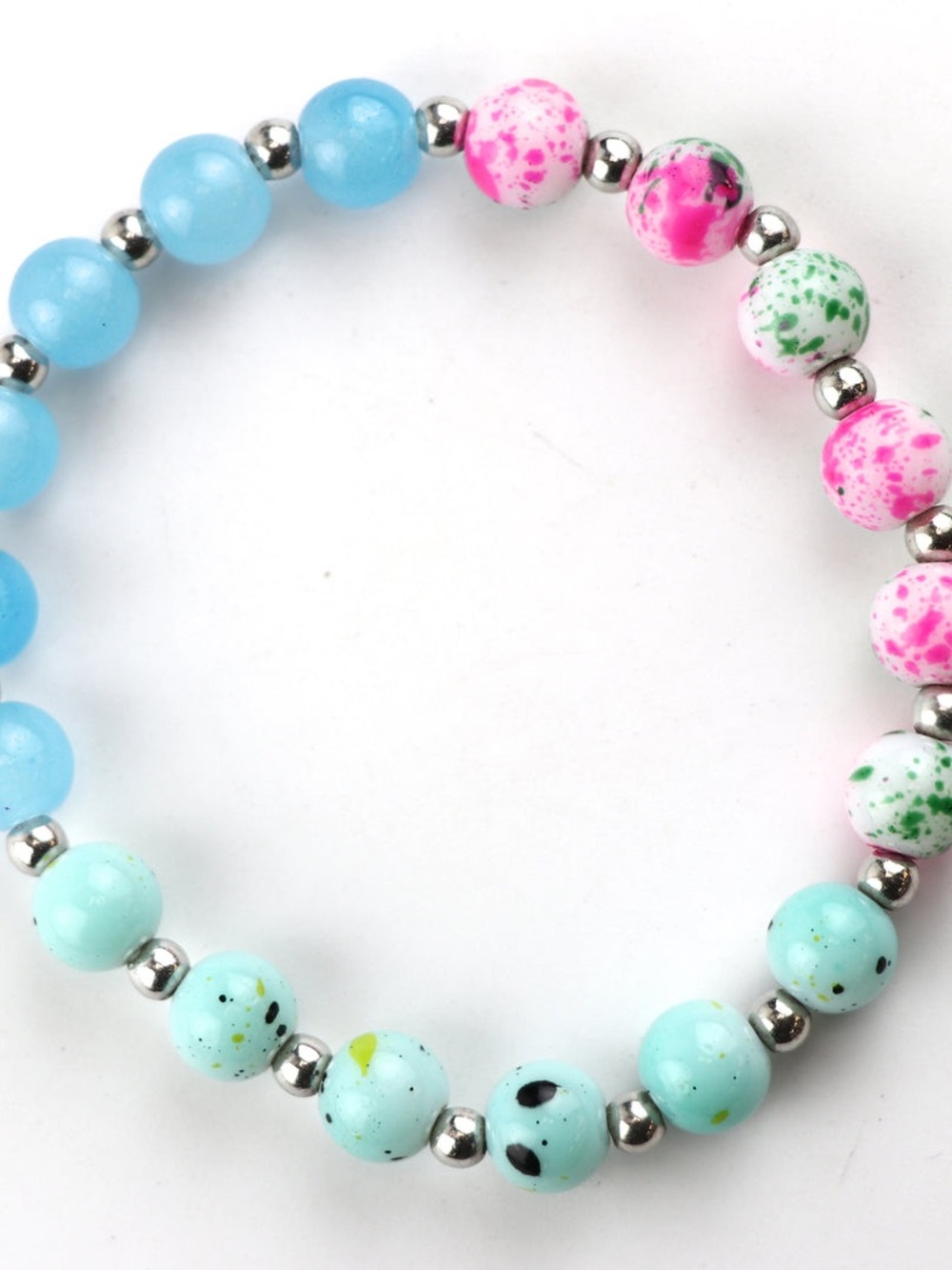 Kids Stretch Beaded Bracelet - Blue & Pink Speckle